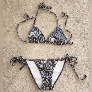 NEW Sauvage Bikini Dark Gray & White with Rhinestones Size S
